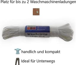 Waslijn - Drooglijn - Was Drogen - UV- en weerbestendig - 20 Meter - Wit — thumbnail 2