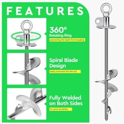 Grondanker Hond - Hondenlijn Anker - Veilig Buiten - 360 Graden Ring - 38 cm - Zilver — thumbnail 4