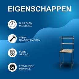 Wasmachine en Droger Opbergrek – Verstelbaar Badkamer Organizer Rek met Verstelbare Voeten – Ruimtebesparend Opslagsysteem 69 x 60 x 176,5 cm – Zwart & Eikenhout — thumbnail 2