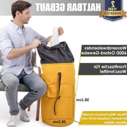 Grote Gele Waterdichte Rechthoekige Waszak van 115 Liter met 2 Verstelbare Schouderbanden, Vouwbare Opbergzak voor Kleding en Reisaccessoires — thumbnail 5