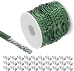 Roestvrijstalen Staalkabel 100 meter | Vinylgecoat met Aluminium Hulzen | Waslijn en Plantenophanging. — thumbnail 1