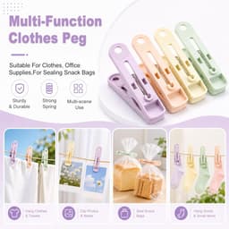 Wasknijpers met mand - Kledingklemmen - Kleding Drogen - Winddicht Ontwerp - 80 stuks - Multicolor — thumbnail 4
