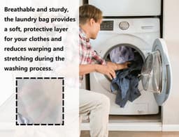 - Wasnet - Kleding - Herbruikbaar - 50 x 60 cm - Dichte mesh - Voor wasmachine - 2 stuks — thumbnail 3