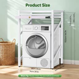 JOYNEXTBUY - Wasmachine Verhoger Opbergrek – Verbindingsframe Wasmachine & Droger – 350 kg – Onderstel – 74 x 64 x 113,5 cm – Wit — thumbnail 2