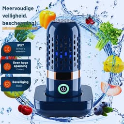 Groente- En Fruitwasmachine Draagbaar - Draadloos En Desinfecterend Voor Huishoudens – Donkerblauw — thumbnail 4