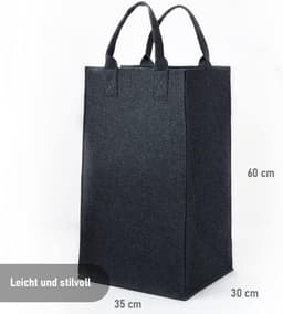 Wasmand van vilt 30 x 35 x 60 cm - Vilten waszak voor was - Smal en hoog - Smal — thumbnail 5