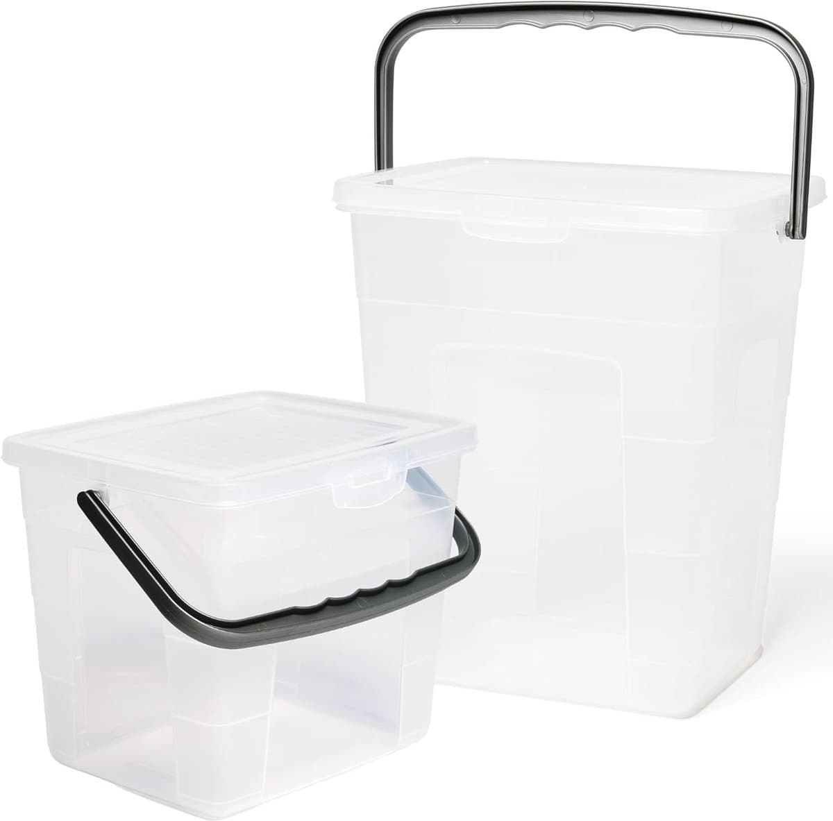 Novaliv Voordeelset Wasmiddeldoos met deksel 4 liter + 7 liter I Transparant I Doos Waspoeder Opbergdoos met handvat Wasmiddel Opbergdoos Wasmiddelcontainer Waspoedercontainer — afbeelding 1