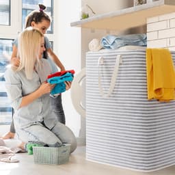 Ibenzoa® Ruime Dubbele Opvouwbare Wasmand met Handige Handvatten voor Multifunctioneel Gebruik - 250L Capaciteit — thumbnail 2