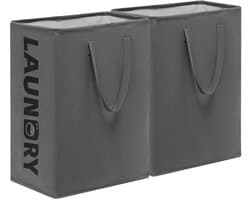 2 stuks opvouwbare wasmanden, wasmand 75 liter, smalle wasmand, klein, opbergmand, wasmanden, wasmand voor badkamer, woonkamer, 60 x 40 x 34 cm