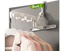 Kledingstang zonder boren - ruimtebesparend - 3-delige set - wit