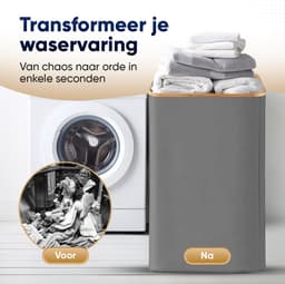 DARI. Wasmand 100L - Opvouwbare wasmand - Uitneembare waszak - Wassorteerder - Grijs — thumbnail 3