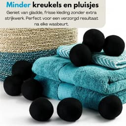Boncy® Drogerballen - 9 Stuks Droogballen voor Wasdrogers - 100% Nieuw Zeelandse Schapenwol Wasdrogerballen - Energiebesparend & Duurzaam Cadeau - Wasballen voor Wasdroger Droogtrommel - Dryer Balls Wol Droger Ballen - Wasbol Wasbollen - Zwart — thumbnail 5