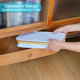 Wasmand 63 liter - Opvouwbare wasmand met deksel - Wit met bamboe handgrepen — thumbnail 4