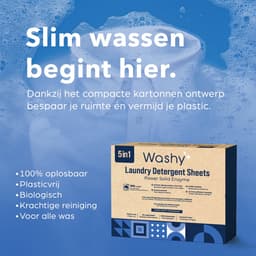 Washy Wasstrips Kersengeur 6X - Wasmiddeldoekjes voor Witte, Gekleurde en Zwarte Was - Wasmiddel Strips - Eco Wasmiddel Vellen - Duurzame Laundry Strips (600 wasbeurten) — thumbnail 2