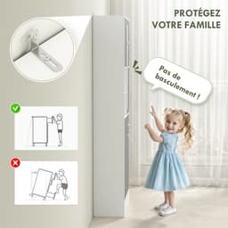 Badkamerkast met wasmand en spiegel - verstelbare plank - 62 x 28 - 3 x 181 cm - grijs en wit — thumbnail 4
