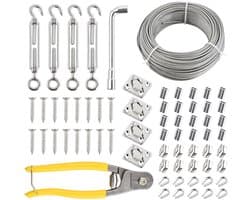 Waslijn Set - Roestvrij Staal - 3 mm - PVC Gecoat - Voor Buiten Gebruik