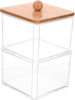 1set Stapelbare Transparante Organizer Voor Make-up Multifunctionele Opbergdoos Voor Wattenstaafjes Wattenpads Make-up Sponsjes Haaraccessoires Compacte Badkameroplossing — thumbnail 1