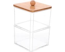 1set Stapelbare Transparante Organizer Voor Make-up Multifunctionele Opbergdoos Voor Wattenstaafjes Wattenpads Make-up Sponsjes Haaraccessoires Compacte Badkameroplossing