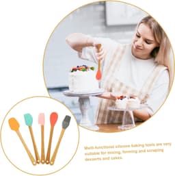 1set Kleurige Bakgereedschappen Silicone Spatula Met Hittebestendige Handvatten Voor Gemakkelijk Bakken Decoreren Van Taarten Desserts — thumbnail 3