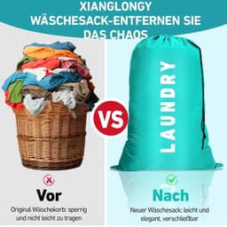 Set van 2 Reiswaszakken voor Vuil Wasgoed, 91×24 inch, Grote Herbruikbare Waszak, Ideaal voor Vakantie, Kamperen en Studentenhuis — thumbnail 2