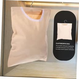 Wasknijper Opbergtas - Wasknijperhouder Hangzak - Wasknijpers Opbergen - 360 Graden Draaibare Haak - 32X27CM - Beige — thumbnail 2