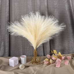 30 Stukken Gedroogd Pampire Gras, Gele Naturalnh - Fluffy Kunstbloemen en Decoratie voor Boho Bruiloft en Woondecoratie — thumbnail 4