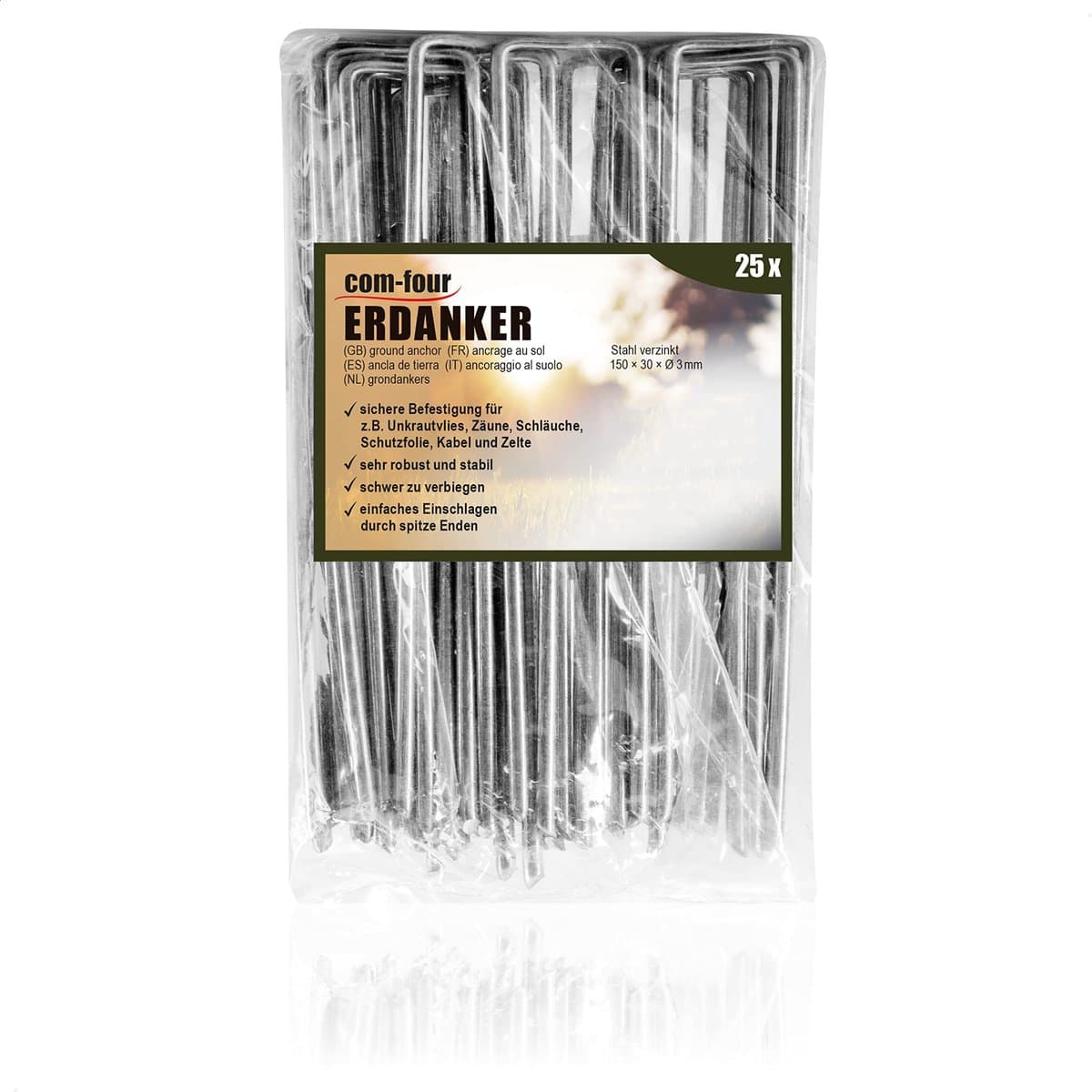 COM-FOUR® 25x grondankers van gecoat staal, robuuste grondpennen - ShopVlot — afbeelding 1