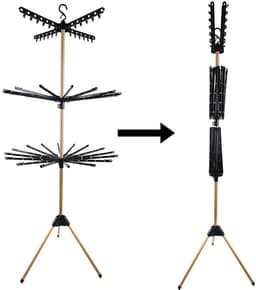 Kenz® - Verticaal Droogrek - Inklapbaar - 178 cm - 3 Niveaus - 32 Stangen - 12 Knijpers - Vrijstaande Droogtoren - Ruimtebesparende Handdoekdroger - Handdoekenrek - Energiebesparend — thumbnail 4
