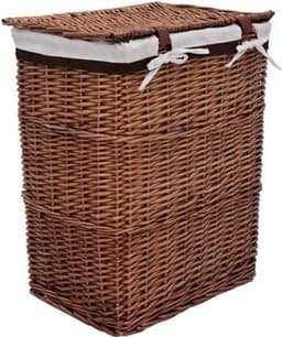 Wasmand – Wasbox – Wassorteerder – Opbergmand – Waszak – Handgevlochten Wilgentakken – Ruime Inhoud 43x34x57,5 cm — thumbnail 3