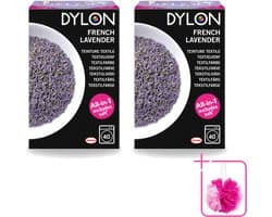 2 x Dylon - Textielverf - French Lavender - All-in-One - Inclusief Zout - 350g - Bulkverpakking - Textielverf - Douchemop - Lavendelkleur