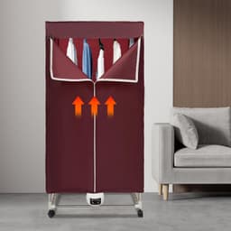 QEVA Elektrisch Droogrek - Droogrek Elektrisch - Verwarmde Droogrek - Wijnrood - 70cm x 50cm x 150cm — thumbnail 2