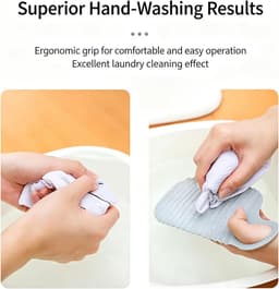 Set van 2 - Mini wasbord - Wasbord - Handwasplank - Draagbaar hulpmiddel voor het met de hand wassen van kleding - Wasbord - 18*8,5 cm - Grijs + Wit (Haken niet inbegrepen) — thumbnail 3