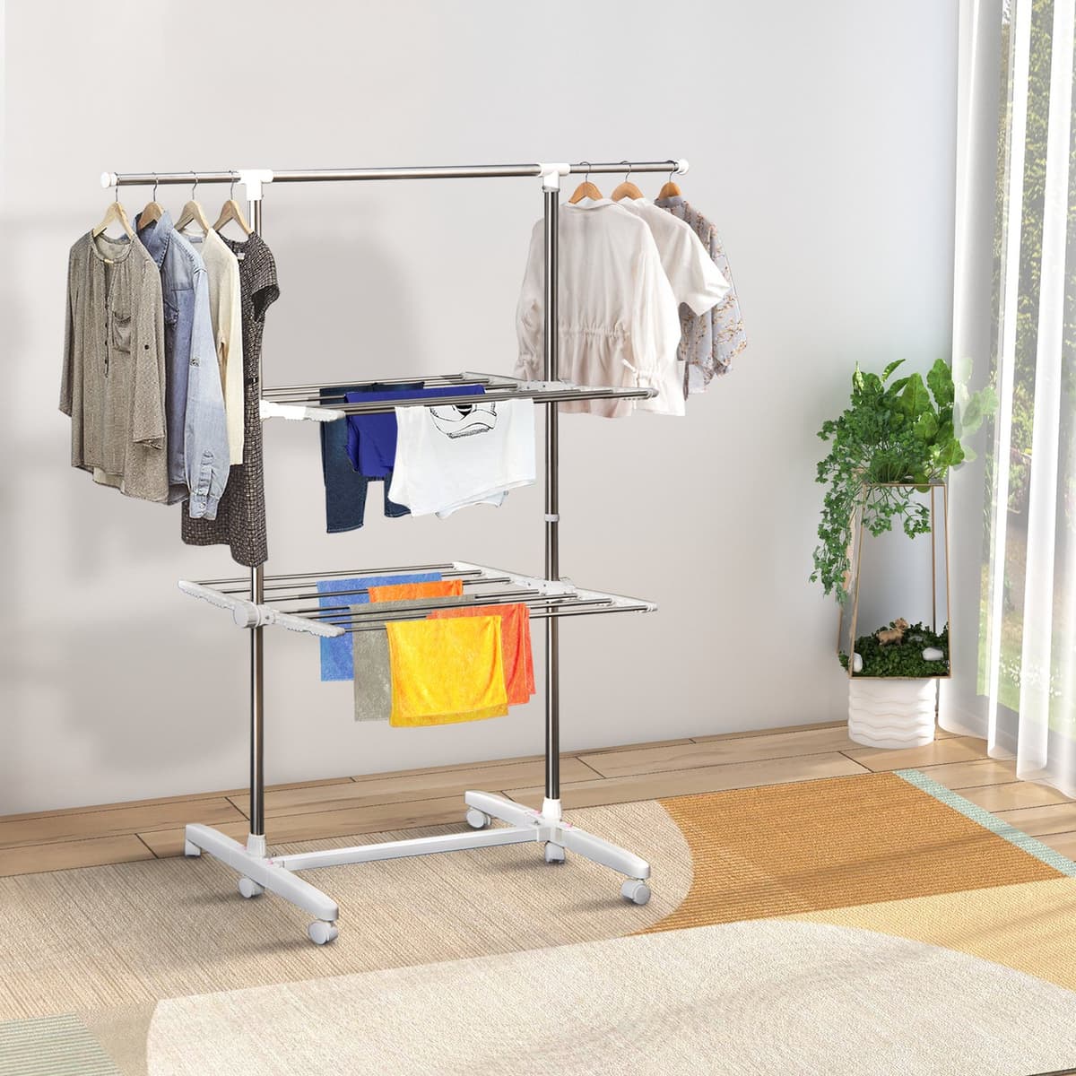 CHICFURN Droogtoren - Inklapbaar - 2 niveaus - Zilver — afbeelding 1