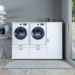 Roomart SERIE 2 Wasmachine Ombouwkast 194x145 cm - met 2 Uittrekbladen - Wit — thumbnail 1