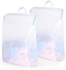 Wasnet voor de wasmachine - Mesh-waszakken met rits en handvat - voor ondergoed, blouses en shirts - 40 x 50 cm - Set van 2 — thumbnail 1