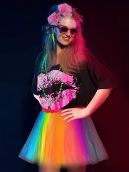 80 Outfit Kostuum Accessoires voor Vrouwen Neon T Shirt Tutu Rok voor Halloween — thumbnail 3