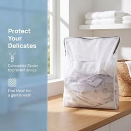 Set van 2 Herbruikbare Waszakken Net 60 x 50 cm en 50 x 40 cm - Sterke Waszakken voor Kleding, Ondergoed en Breigoed met Rits — thumbnail 4
