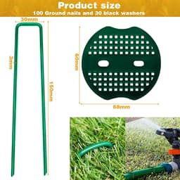 Grondankers met Bufferschijven - Groen - 150 mm - Thermisch Verzinkt Staaldraad - Voor Tuin en Bevestiging van Folie — thumbnail 4