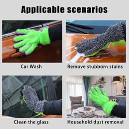 2 stuks autowashandschoenen vinger, microvezel auto wassen vijf vingers reinigingshandschoen, dubbelzijdige autoreinigingshandschoenen, Auto Wash Mitt Reinigingshandschoenen, voor auto's — thumbnail 4