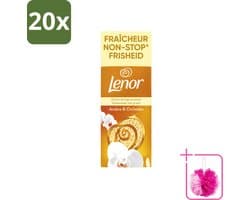 20 x Lenor – Geurbooster – Amber & Orchidee – 12 Wasbeurten – 155 g - Bulkverpakking - Geurparels - Douchemop - Wasgeur