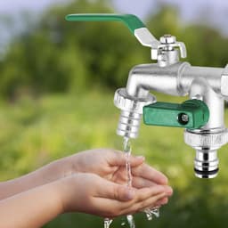 Tuinwaterkraan met dubbele aftap voor wasmachine 1/2" 3/4" 2 slangaansluitingen — thumbnail 5