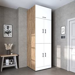 Roomart DORA-I Wasmachine Ombouwkast 70x230 cm met Opzetkast - Wit Eiken — thumbnail 2