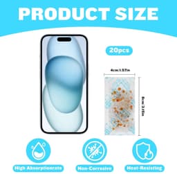10G X 20Stuks Silicagel Droogmiddel Zakjes, Silicagel Vochtvangers Pakketten, Silica Gel Desiccant Packets voor Elektronica Kleding Laden Schoenontvochtiger — thumbnail 4