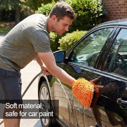 Autowashandschoenen van microvezel – 2 autowashandschoenen van badstof, zacht, krasbestendig en streepvrij, ideaal voor het wassen van de auto, drogen — thumbnail 2
