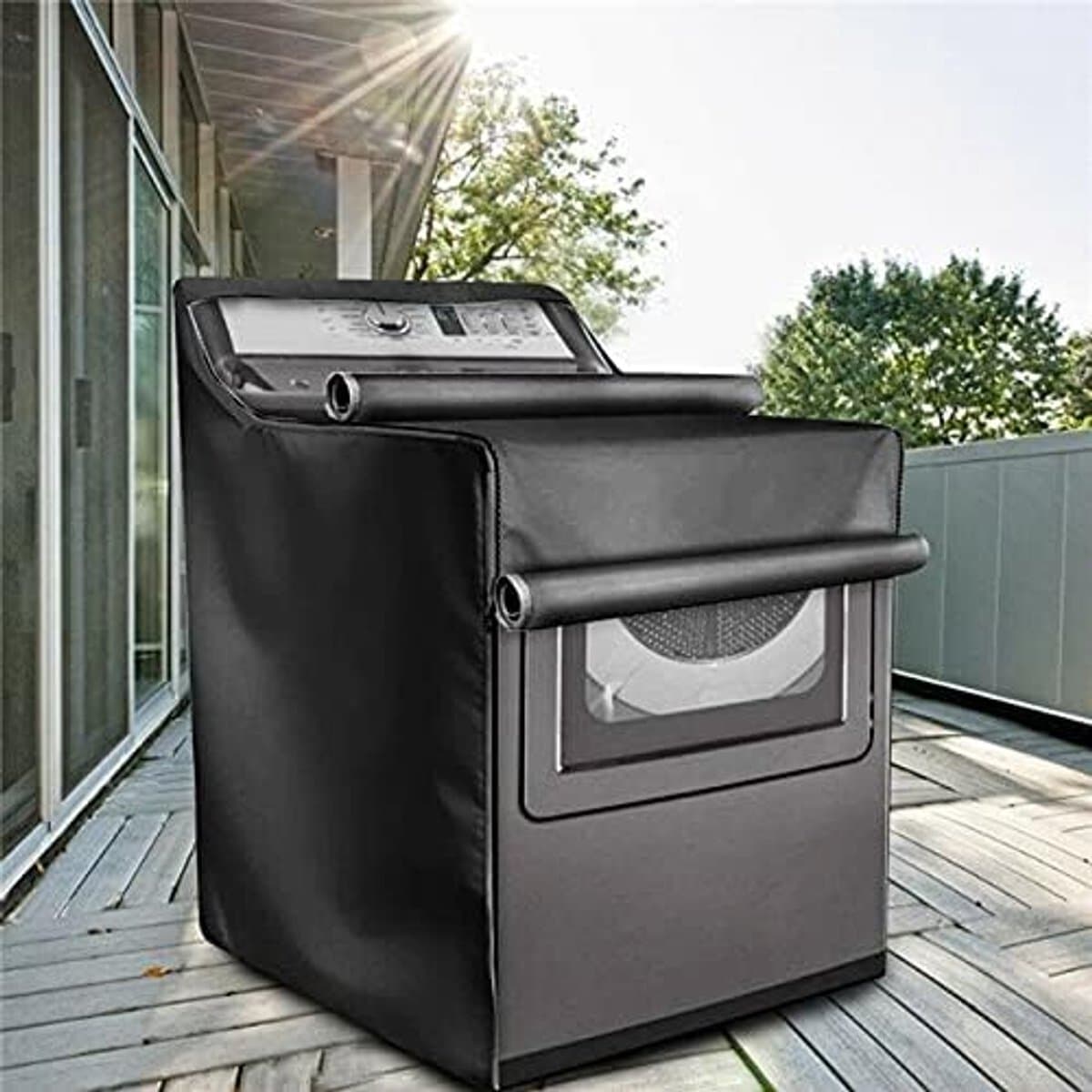 Cover Front Top Open Wasserij Droger Bescherm Cover Stofdicht Waterdicht zonnebrandcrème voor automatische wasmachine (Color : BLACK) — afbeelding 1