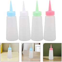 4 Stuks Delige Transparante Haarverf Knijpfles met Schaalverdeling Hervulbare Plastic Applicator Flessen in Blauw Wit Roze Groen voor Nauwkeurige Kleurmix Shampoo Dispenser Thuis — thumbnail 2