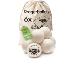 6 Droogballen voor de Wasdroger Wit – 100% Biologische Schapenwol