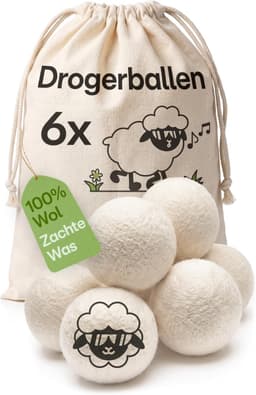 6 Droogballen voor de Wasdroger Wit – 100% Biologische Schapenwol — thumbnail 1