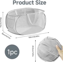 Wasmanden, 70 l + vuile wasmand met handgrepen, pop-up in wasmand, grote capaciteit, opvouwbaar en draagbaar, voor wasruimte, wasruimte, huis, slaapzaal — thumbnail 2