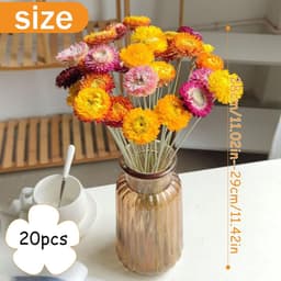 Bloemen, decoratie, 20 stuks, boeket, gedroogde bloemen, boeket, 32 cm, chrysanten, gevlochten, bloemen, natuurlijke planten voor huis, bruiloft, tafeldecoratie — thumbnail 5